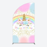 Lofaris Cute Unicorn Rainbow Glitter Birthday Half Moon Arch Backdrop